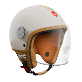 Casque Jet - Helmo Veloce Riviera Crema/Arancio/Blu E6