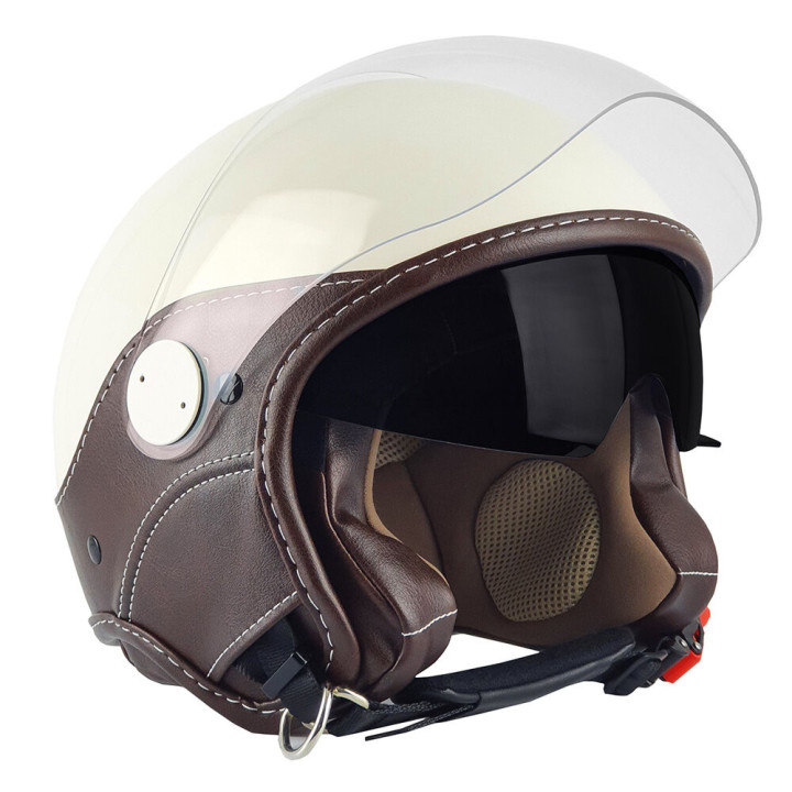 Casque Jet - Max Trendy Vision Beige Lucido/Marrone E6