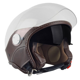 Casque Jet - Max Trendy Vision Bianco Lucido/Marrone E6