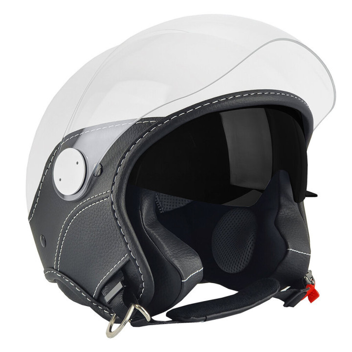 Casque Jet - Max Trendy Vision Bianco Lucido/Nero E6