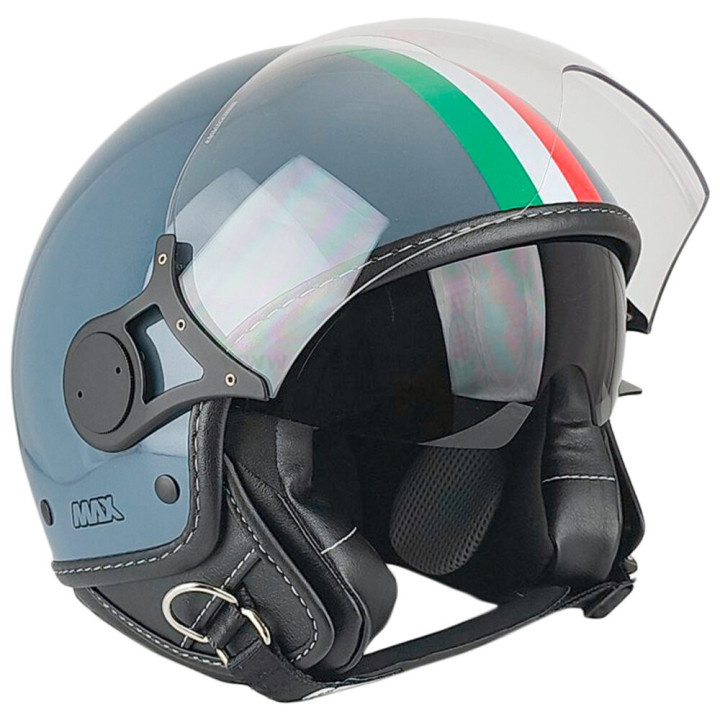 Casque Jet - Max Jet Flag Italia Blu Petrolio E6